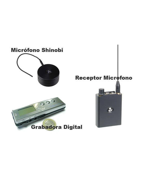 Kit micrófono VHF espía con receptor y transmisor. Fabricación japonesa